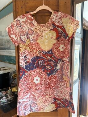 Meghan LA Red, Navy & Yellow Paisley Mini Dress